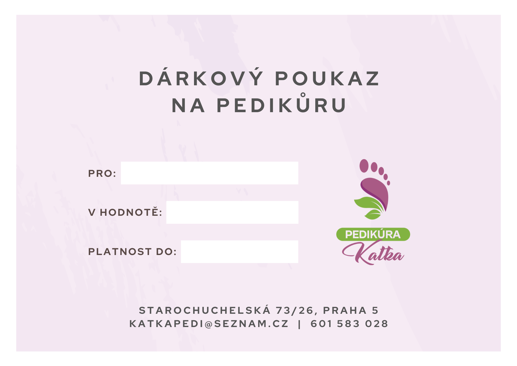 Dárkový poukaz Pedikúra Katka